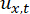 Partial differential equation symbol \( u_{x,t} \) in mathematical analysis context.