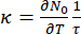 Thermal conductivity equation κ=∂N₀/∂T formula in scientific research context.