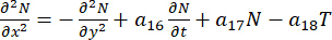 Partial differential equation for diffusion process analysis; mathematical modeling formula.