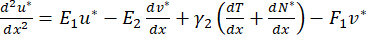 Differential equation, second derivative, material deformation analysis, scientific formula.