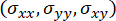 Stress tensor components (σxx, σyy, σxy), equation, solid mechanics, analysis.
