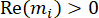 Complex number condition Re(mi)>0, formula symbol, relevant to spectral analysis or research.