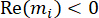 Static equilibrium equation, \( \text{Re}(m_i) < 0 \), mathematical expression.