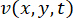 Velocity function v(x,y,t), mathematical equation, vector field analysis.