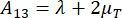 Static equilibrium, formula: A13=λ+2μT, illustrating material stress analysis.