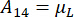 Static equilibrium equation A₁₄=μₗ for physics problem-solving, emphasizing force balance.