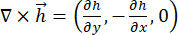 Curl operator equation ∇×h for vector field analysis, mathematical formula representation.