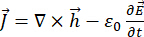 Electromagnetic theory; equation: J=∇×h−ε₀(∂E/∂t); vector calculus in physics.