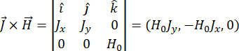 Cross product equation, magnetic field interaction, vector matrix, H-field calculations.