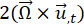 Vector cross product equation diagram; rotational motion analysis with ω and u,t vectors.