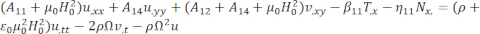 Partial differential equation for static equilibrium; includes elasticity constants; equation form.