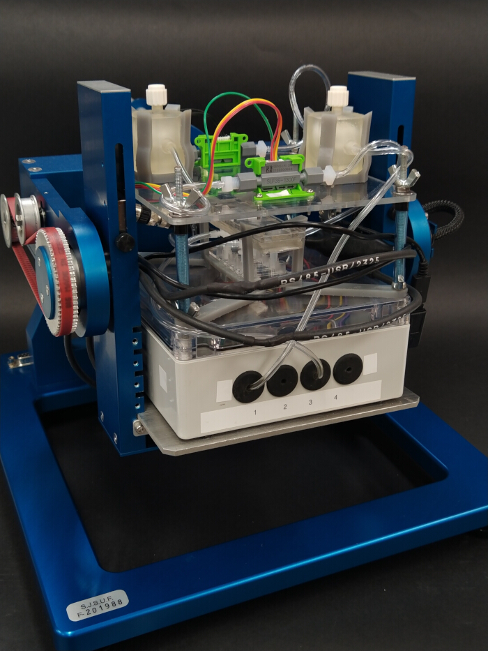 figure-results-3 Electrophoresis setup for protein separation, lab equipment showcasing electrophoretic analysis.