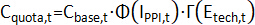 静态平衡公式，C_quota,t = C_base,t · Φ(PPI,t) · Γ(E_tech,t)，方程，分析。