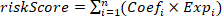 风险评分计算，公式 Σ(系数 × 暴露值)，金融风险分析。