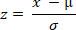 figure-protocol-1 Standardization formula \( z = \frac{x - \mu}{\sigma} \) equation, statistical method.