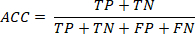 figure-protocol-2 Accuracy formula, ACC=(TP+TN)/(TP+TN+FP+FN), statistical measurement equation.