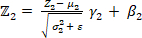 批量归一化方程示意图，Z2=(Z2-μ2/√(σ2²+ε))γ2+β2，深度学习研究。