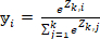 统计分析中 softmax 函数的公式示意图，方法：yi = exp(z)/∑exp(z)，公式。