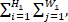 ΣH1 ∑W1 i=1 j=1 方程，数学求和，统计分析公式