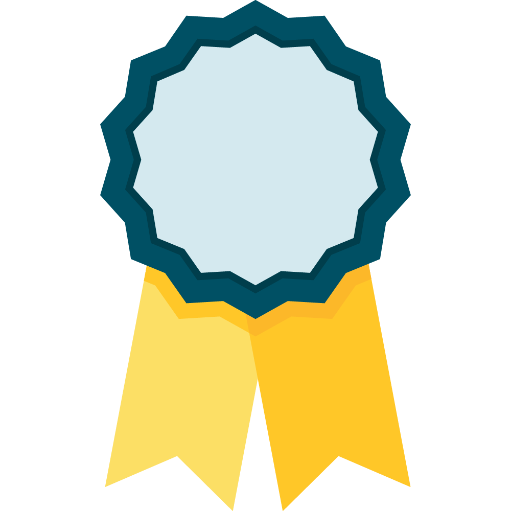 Award ribbon medal icon with yellow ribbons