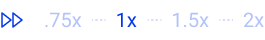 Video playback speed control showing 0.75x, 1x, 1.5x, and 2x options