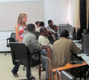 Dr. Amanda West teaching GIS at Wondo Genet College of Forestry and Natural Resources.