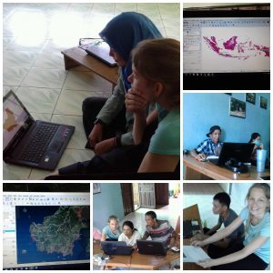 Dr. Amanda West teaching GIS for the Gunung Palung Project in Ketapang, Borneo, Indonesia.