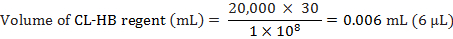 figure-protocol-2 Volume calculation formula for CL-HB reagent in mL; mathematical equation for reagent preparation.