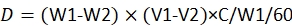 figure-protocol-1 Equation for calculating diffusion coefficient D, involving weights and volumes, shown in a formula.